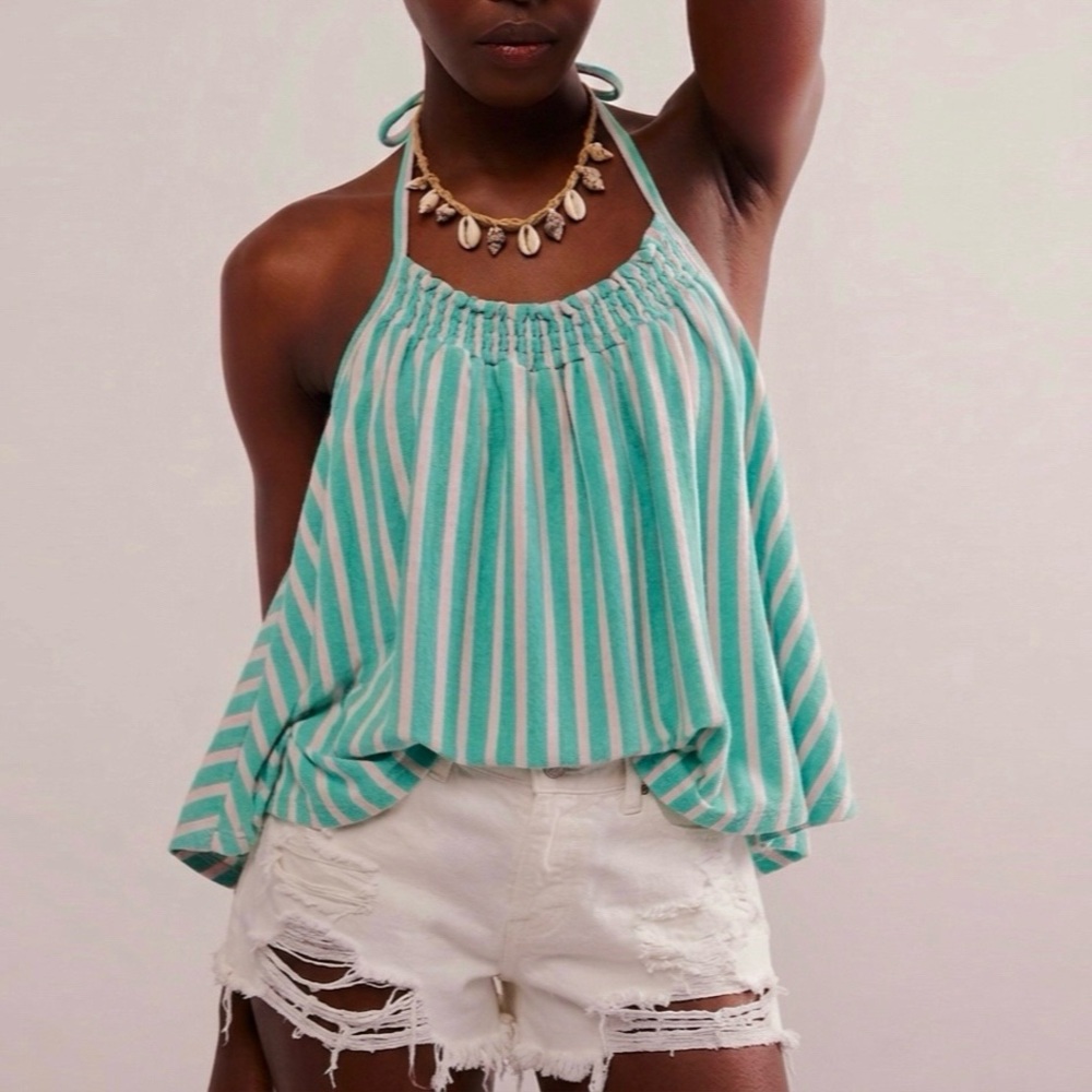 Free People We The Free Coastal Town Halter Top Beach Ball Turquoise Green SizeM